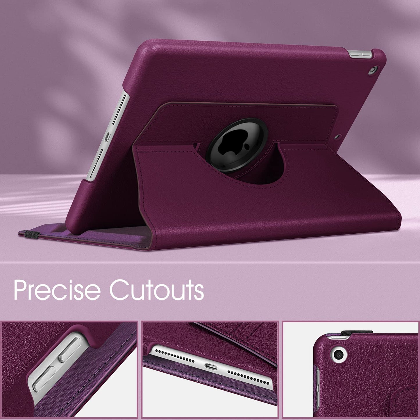 Fintie Rotating Case for iPad 9th Generation (2021) / 8th Generation (2020) / 7th Gen (2019) 10.2 Inch - 360 Degree Rotating Stand Cover with Pencil Holder, Auto Wake Sleep, Purple