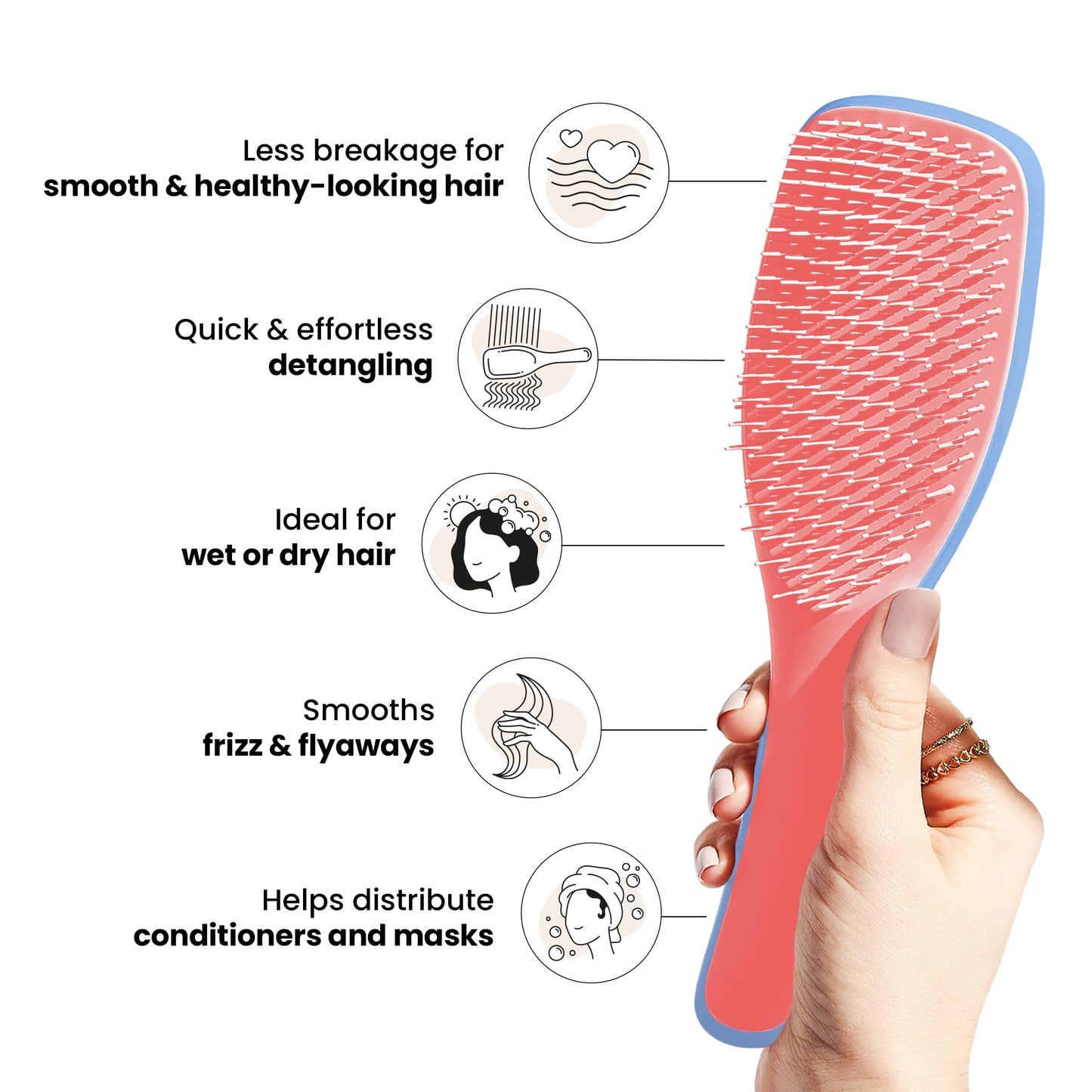 Tangle Teezer Ultimate Detangler Hairbrush for Wet & Dry Hair, Eliminates Knots & Reduces Breakage for All Hair Types, Apricot Blaze