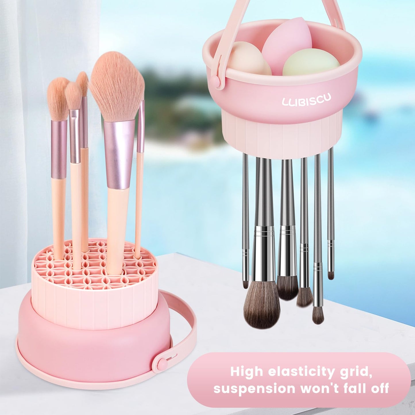 LLIBISCU Makeup Brush Cleaner, 3 in 1 Clean, Dry, Storage Makeup Brush Cleaners Mat, Environmentally Friendly Silicone Makeup Brush Cleaning Bowl, Makeup Brush Cleaner for Makeup Lovers