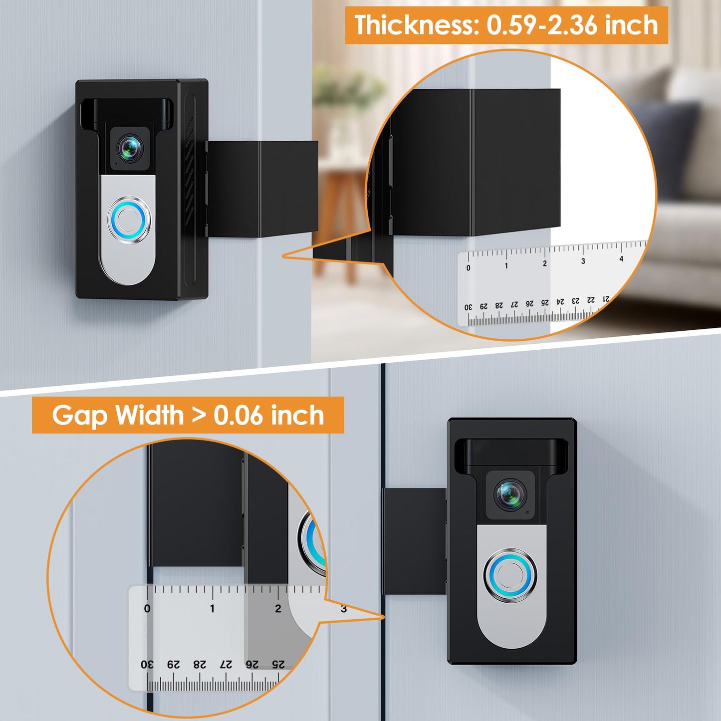 Soporte para timbre con video antirrobo QIBOX compatible con timbre con video inalámbrico Ring/Blink, soporte para cámara apto para inquilinos, sin taladro y soporte para timbre ajustable Accesorios