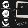 OTOEZ Black Bling License Plate Frame and Clear Cover Set for Women Sparkle Rhinestone Diamond License Plate Frame with Clear License Plate Protector for All Car Truck SUV (1 pc, Black)