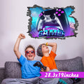 Autocollants muraux de jeu vidéo pour chambre de garçons, accessoires de décoration de salle de jeu, papier peint de jeu mural cassé 3D, autocollant en vinyle pour contrôleur Xbox, décoration murale pour salle de jeux pour enfants, cadeau pour adolescent