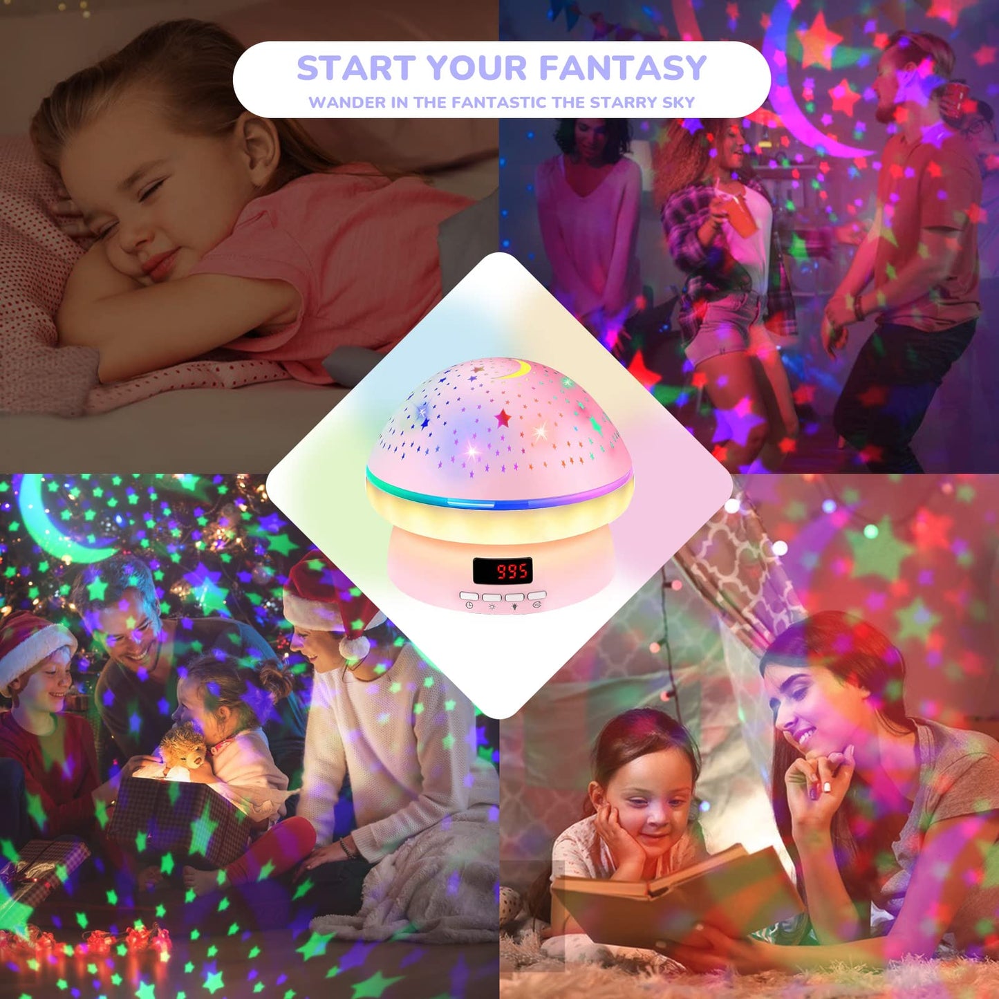 MINGKIDS Jouets pour filles et garçons de 3 à 8 ans, projecteur de veilleuse en forme d'étoile avec minuterie et rotation, lumières scintillantes pour enfants de 2 à 9 ans, cadeaux de Noël et d'anniversaire, bas de Noël pour adolescents et tout-petits