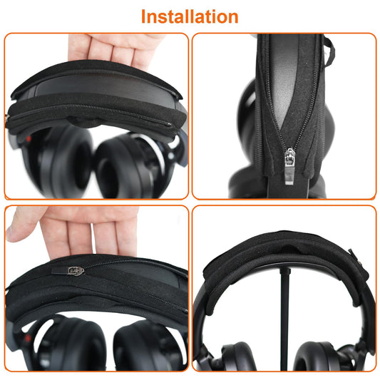 Adhiper Universal Headphone Headband Cover for Sony Beats Bose Soundcore HyperX ATH Skullcandy JBL Jabra, Headband Cover Cushion Protector for Sony XM4, XM5 & Beats Studio Pro/Solo4 Headphones - Black