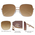 SOJOS Trendy Oversized Square Metal Frame Sunglasses for Women Men Retro Big Flat Lens UV Protection Sunglasses SJ1146, Gold Frame/Brown Grading Lens