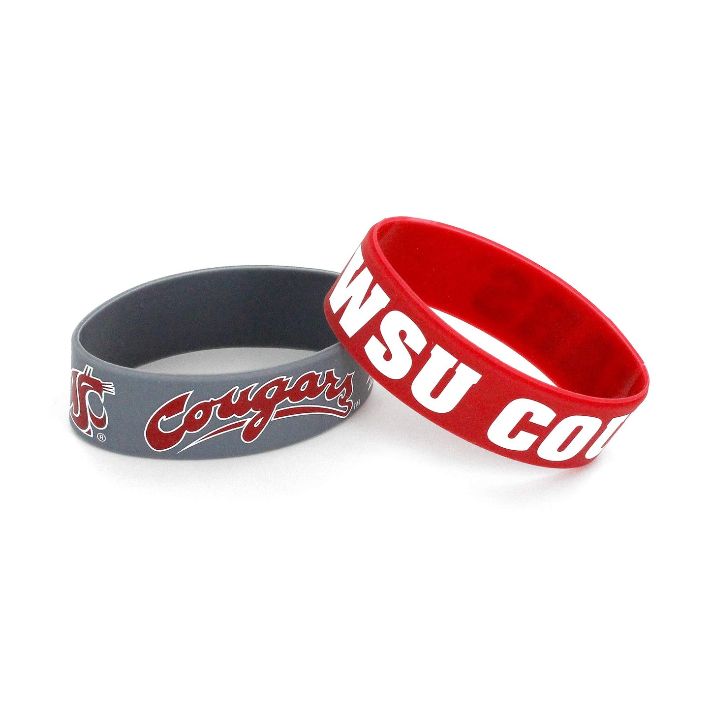 Pulsera de silicona de los Washington State Cougars de la NCAA, paquete de 2