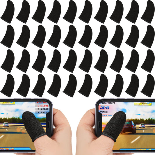 120 Pcs Finger Sleeve for Gaming Anti Sweat Game Controller Finger Thumb Sleeve Breathable Finger Covers Touchscreen Gaming Gloves for Mobile Phone Game, 4 Designs (Black)