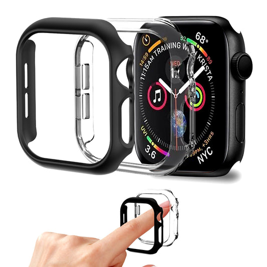 Jaroco - Juego de 2 fundas protectoras para Apple Watch Series SE2 SE 6 5 4 40 mm (sin protector de pantalla), delgadas y a prueba de golpes, para accesorios iWatch S6/S5/S4/SE de 40 mm, color negro y transparente