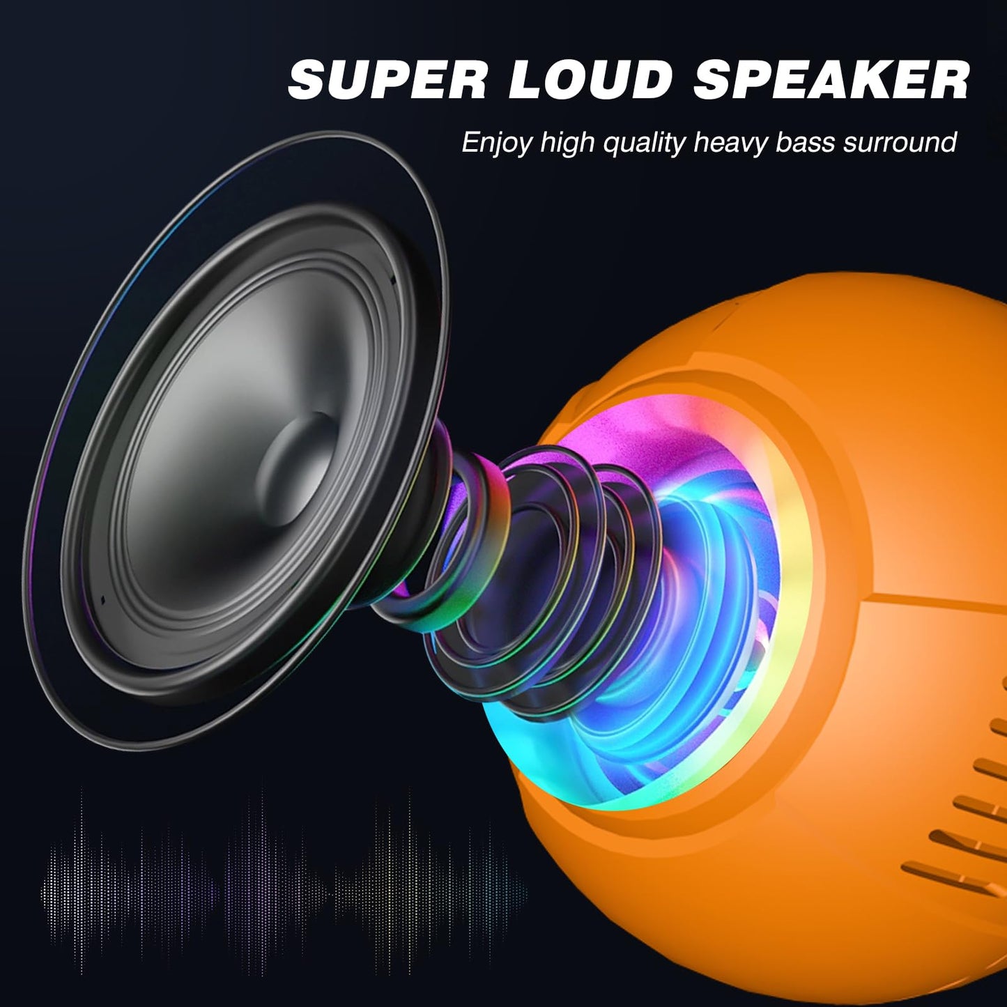 ZMAYPLUS Portable Speaker Bluetooth Wireless - Ultra Strong Bass Surround, World Eye Design, Bluetooth 5.3, RGB Lights,400 Mins Playtime Wireless, Speaker for Home,Phone,Party,Gaming