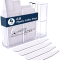 60 Plastic Collar Stays for Men's Dress Shirts with Storage Holder – 4 Assorted Sizes