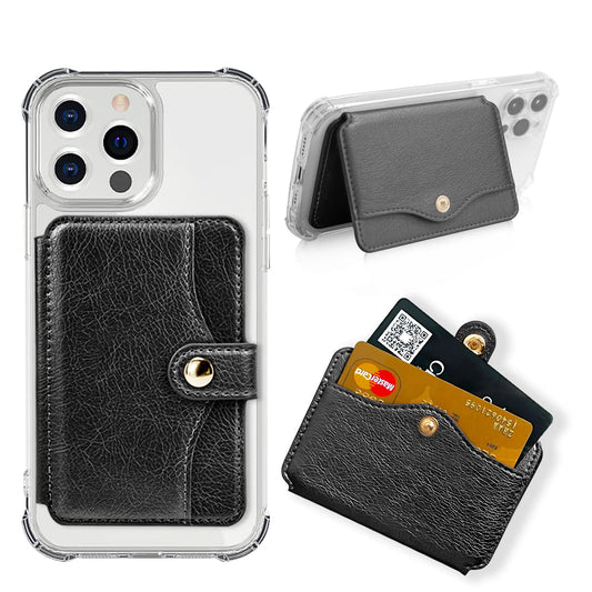 M-Plateau Phone Wallet Stick on, 3M Adhesive Slim Credit Card Holder for Cell Phone and Phone Case Phone Card Holder Compatible with Most Smartphones (Black)