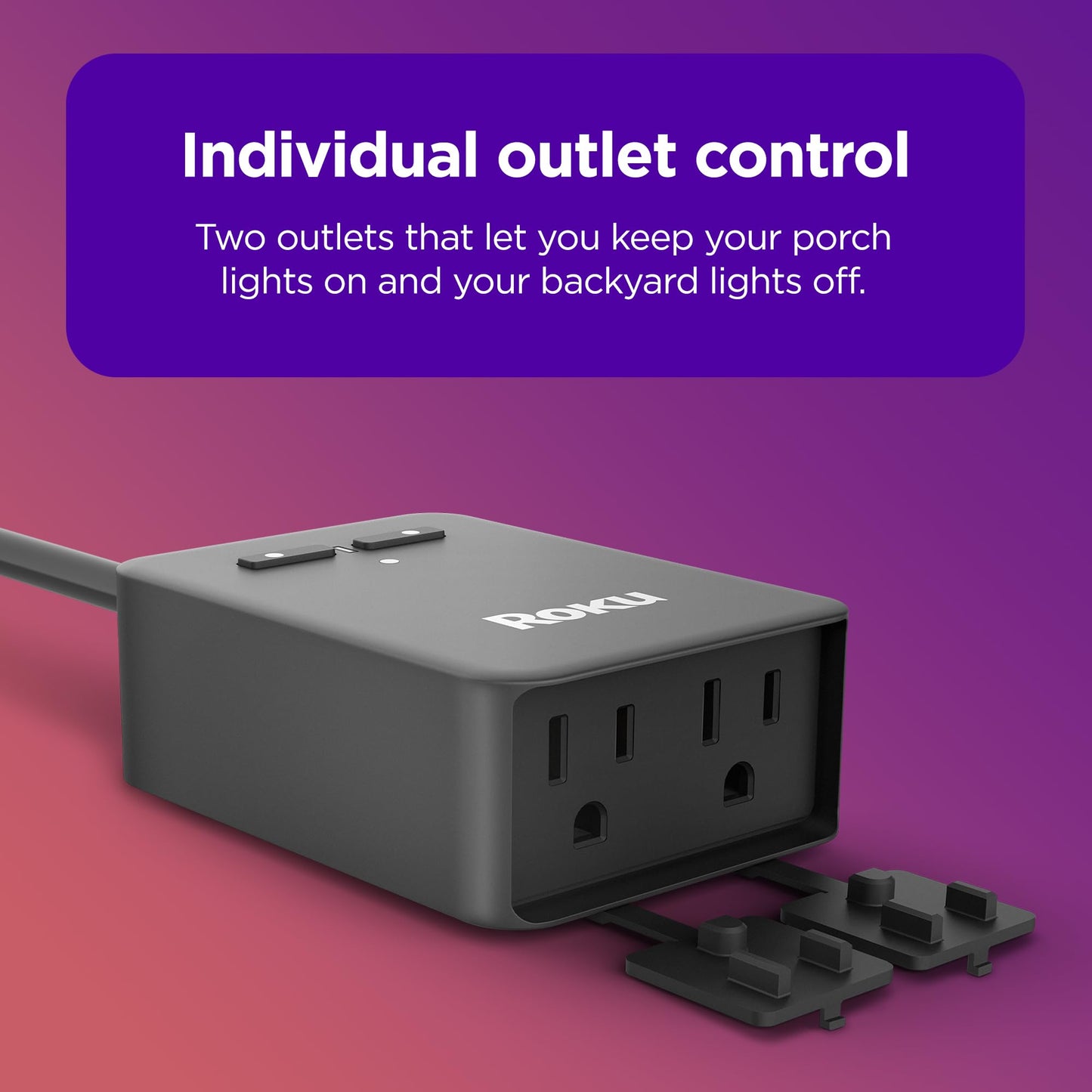 Roku Smart Home Outdoor Smart Plug - WiFi Smart Plugs Works with Alexa & Google Assistant, No Hub Required - IP64 Weather Resistance, Custom Scheduling Timer & Independent Outlets - Smart Home Product