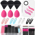 Disposable Makeup Applicators Kit with Mixing Palette Powder Puff Makeup Artist Tools Supplies Mascara Wands, Lip Brushes, Hair Clips Makeup Sponge for Face with Storage Box