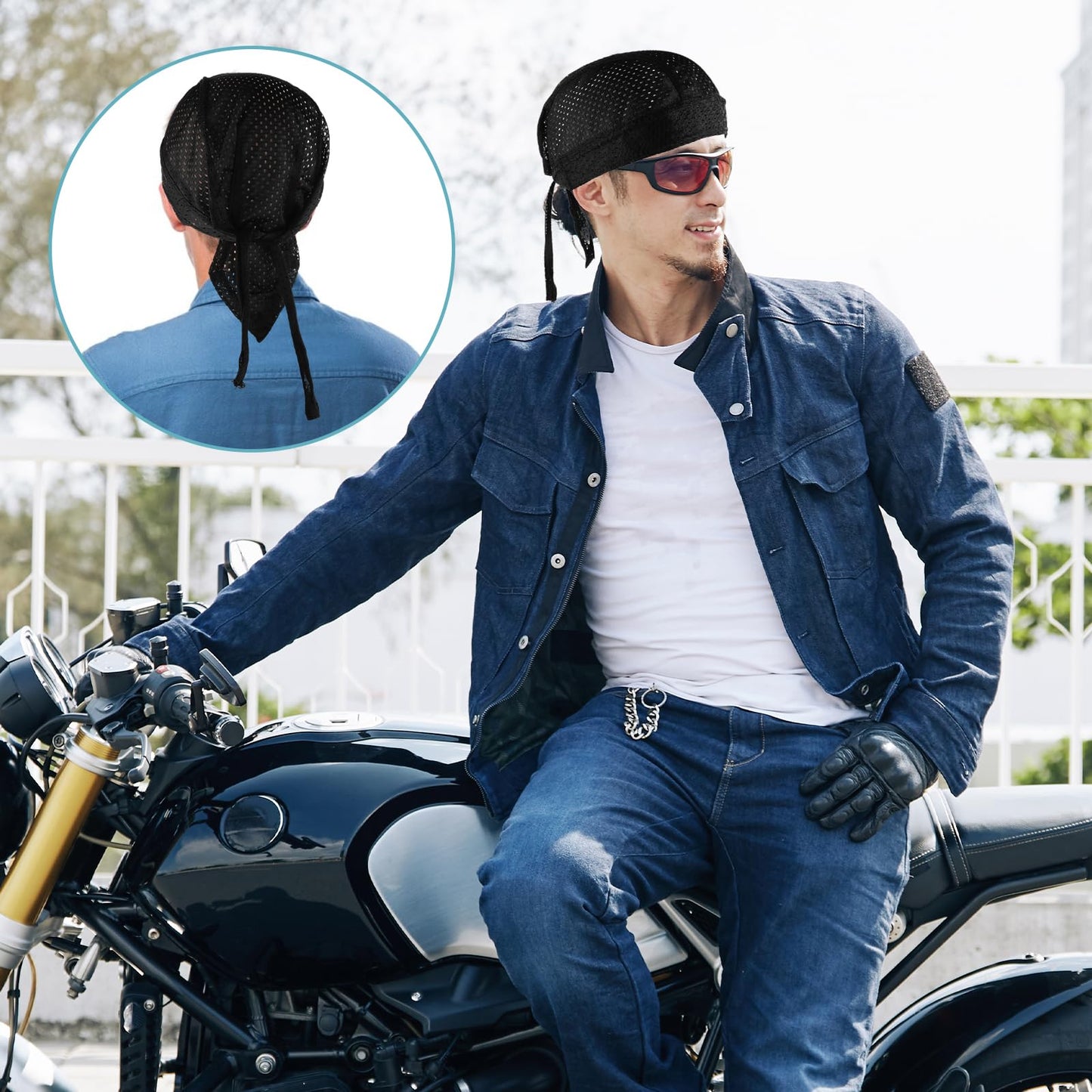 Cooling Do Rags Skull Cap Helmet Liner, Men Women Breathable Cycling Headscarf Cooling Do Rags Head Scarf for Men Mesh Durag Motorcycle Head Wrap Cooling Helmet Liner Cooling Headbands for Men