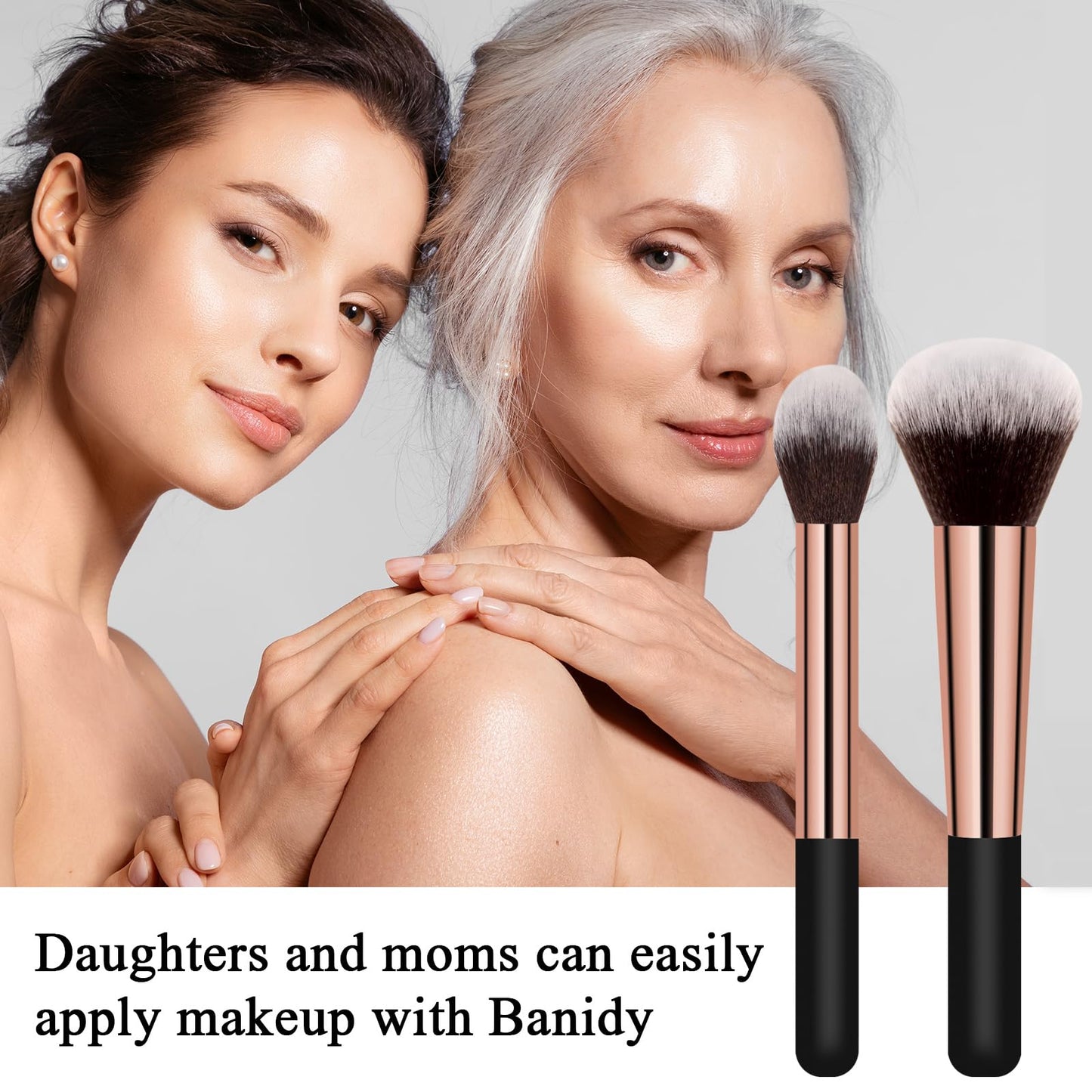 Makeup Brushes Banidy Powder Foundation Brush Flawless Powder Brush Set with Highlighter Brush Blush Brush with Wooden Handle Perfect for Blending, Buffing Liquid, Powder, Foundation, Cream, Concealer