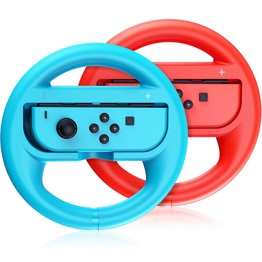 VOYEE Steering Wheel Compatible with Nintendo Switch Wheel, Family Use Accessories Compatible with Switch JoyCon Controllers, 2 Pack (Blue and Red)