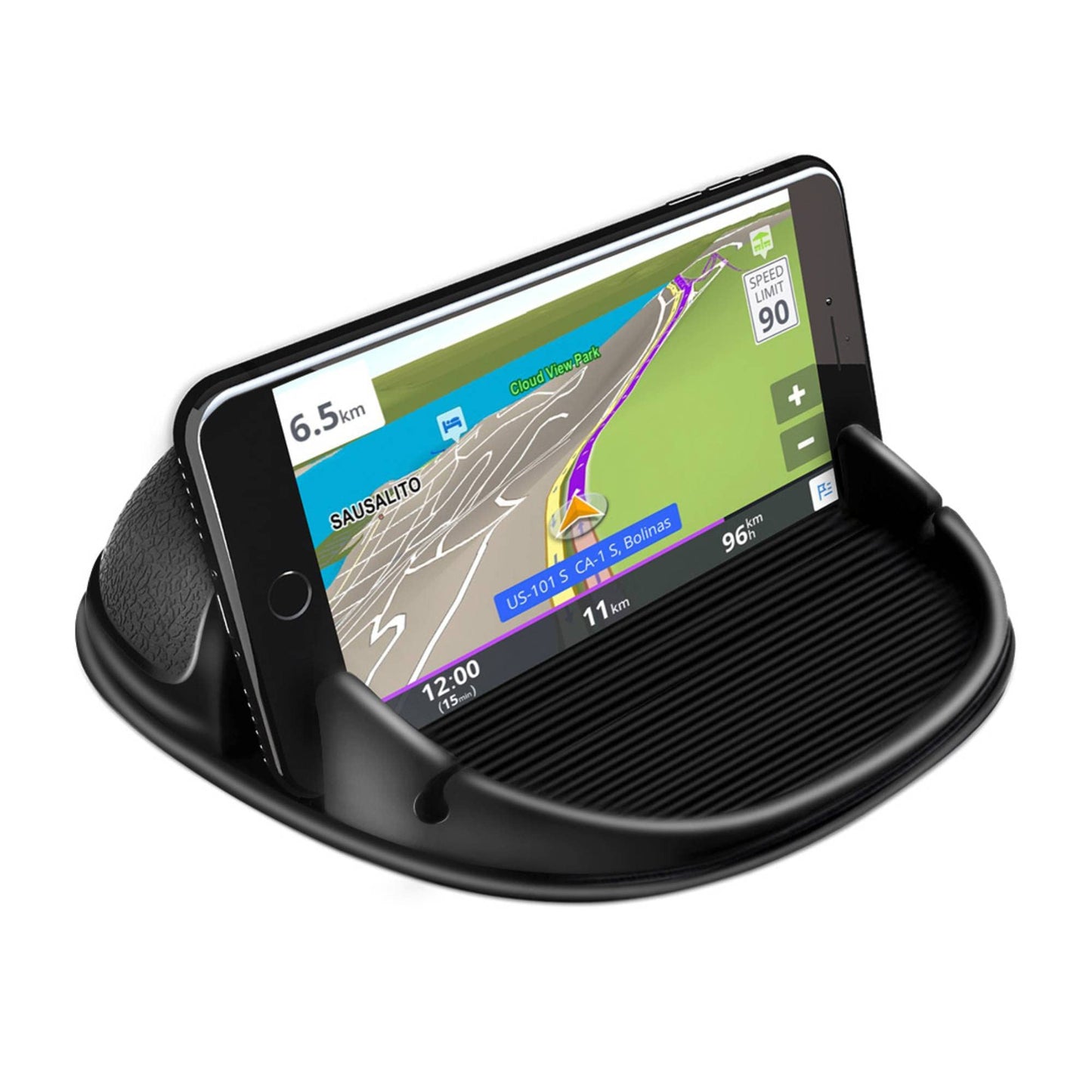 Support de téléphone de voiture Loncaster, support de téléphone de voiture en silicone pour divers tableaux de bord, support de téléphone de bureau antidérapant compatible avec iPhone, Samsung, smartphones Android, appareils GPS et plus encore, noir