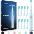 7AM2M Sonic Electric Toothbrush for Adults and Kids- High Power Rechargeable Toothbrushes with 8 Brush Heads,5 Adjustable Modes, Built-in 2-Minute Smart Timer,4 Hours Fast Charge for 30Days (Blue)