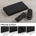 Switch OLED Case for Nintendo Switch OLED Model, Dockable Cover Soft TPU Protector Case for Switch OLED Grips & Console and Accessories with 2 Pcs Thumb Caps, Black