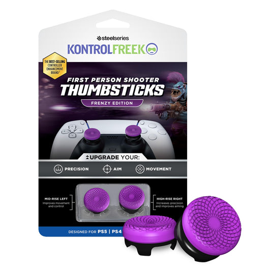 KontrolFreek FPS Freek Frenzy for PlayStation 5 (PS5) and PlayStation 4 (PS4) Controller | Performance Thumbsticks | 1 High-Rise, 1 Mid-Rise | Purple/Black