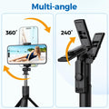 Aourxiv Selfie Stick Tripod, Retractable Selfie Stick Tripod with Wireless Remote Control, for Photograph, Live Streaming, Video Recording, Compatible with Android, iPhone and More