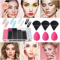 Disposable Makeup Applicators Kit with Mixing Palette Powder Puff Makeup Artist Tools Supplies Mascara Wands, Lip Brushes, Hair Clips Makeup Sponge for Face with Storage Box