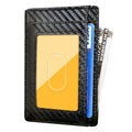 Travelambo Front Pocket Minimalist Leather Slim Wallet RFID Blocking Carbon Fiber Texture(Black)