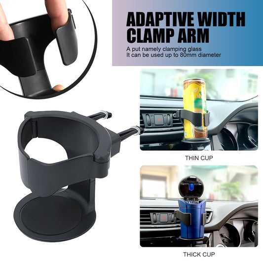 ZBGUN Pack-1 Car A/C Air Outlet Cup Holder, One-Hand Access Portable Drink Holder Ashtray for Cups Smaller Than 3.34" D, Non-Slip EVA Pad Support Rod Adjustable Cup Holder, Universal for Cars (Black)