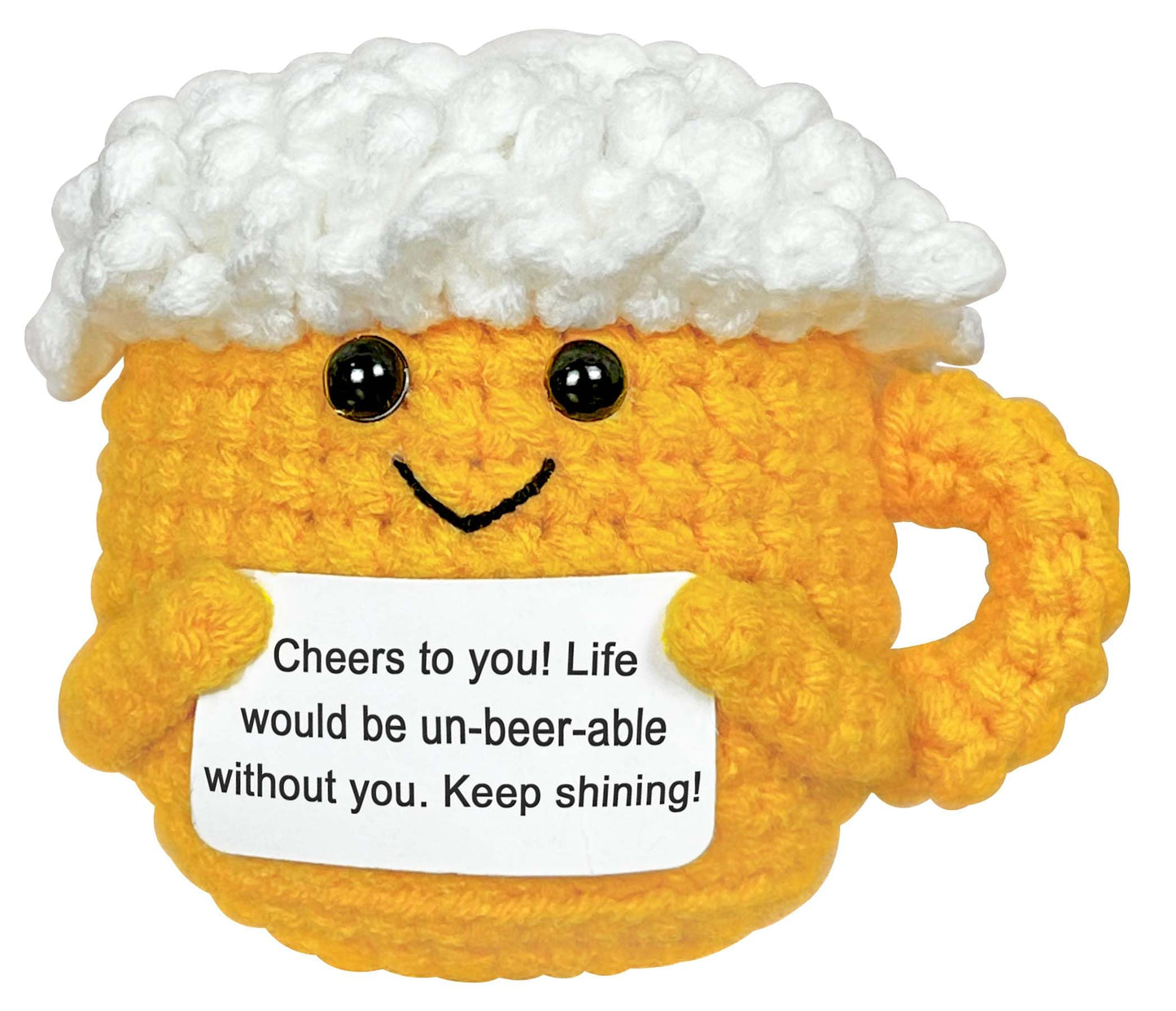 Krinisou Emotional Crochet Beer with Positive Message, Beer Gifts for Beer Lovers, Inspirational Motivational Encouragement Gifts for Women Men