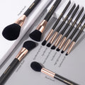 Makeup Brush Set 10 Pcs Premium Synthetic Foundation Powder Concealers Eye shadows Blush Makeup Brushes with Black Case (Black Gold)