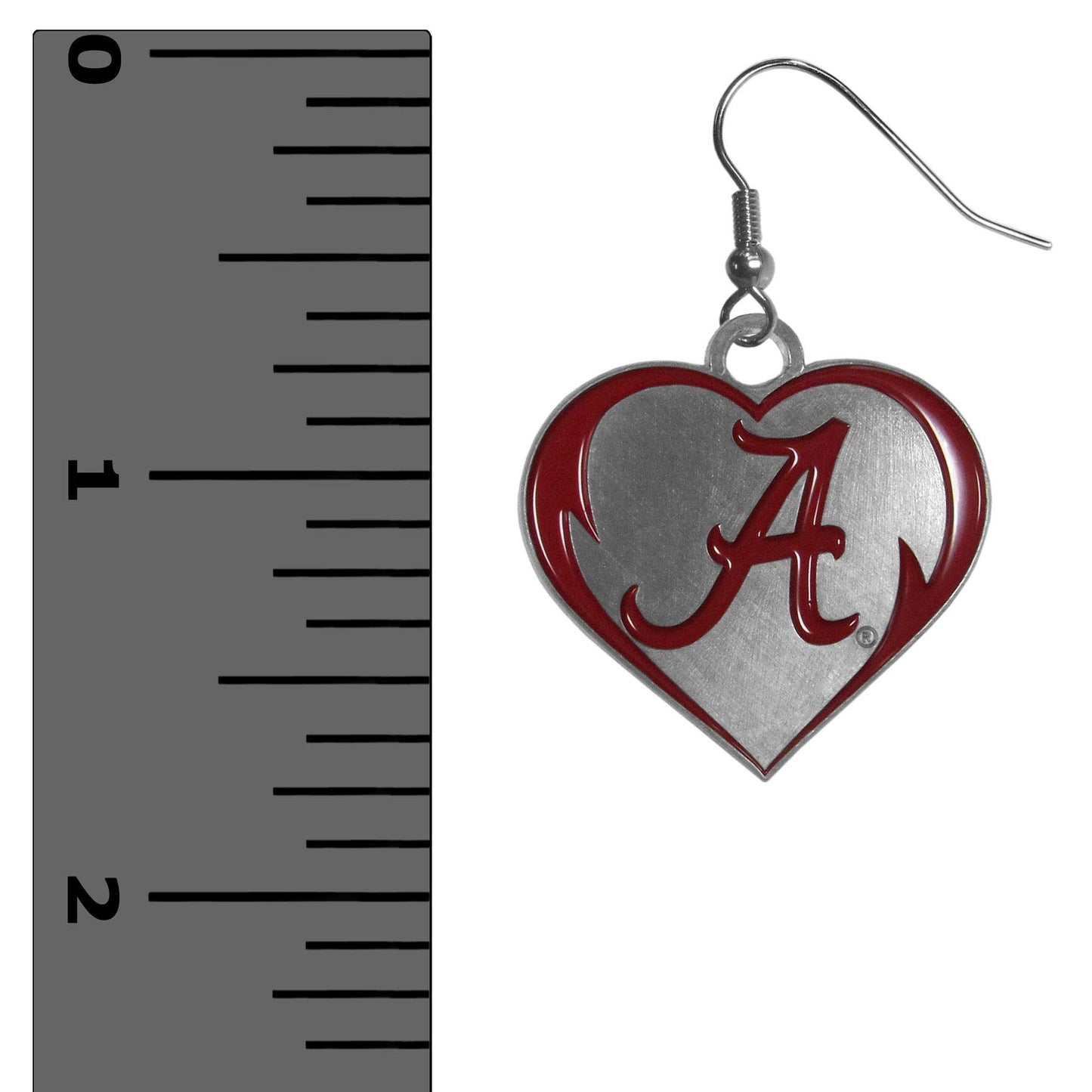 Siskiyou Sports NCAA Alabama Crimson Tide Womens Heart Dangle Earrings, Team Color, One Size