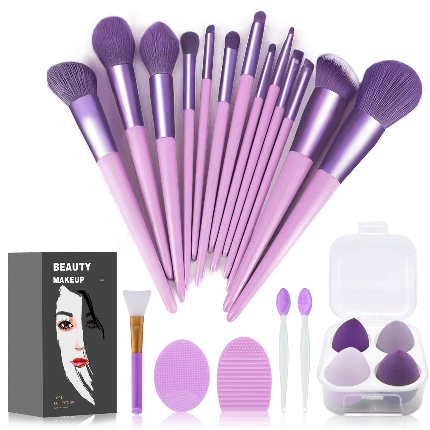 Koccido Makeup Brushes 22 Pcs Makeup Kit,Foundation Brush Eyeshadow Brush Make up Brushes Set (Purple, 22 Piece Set Large)