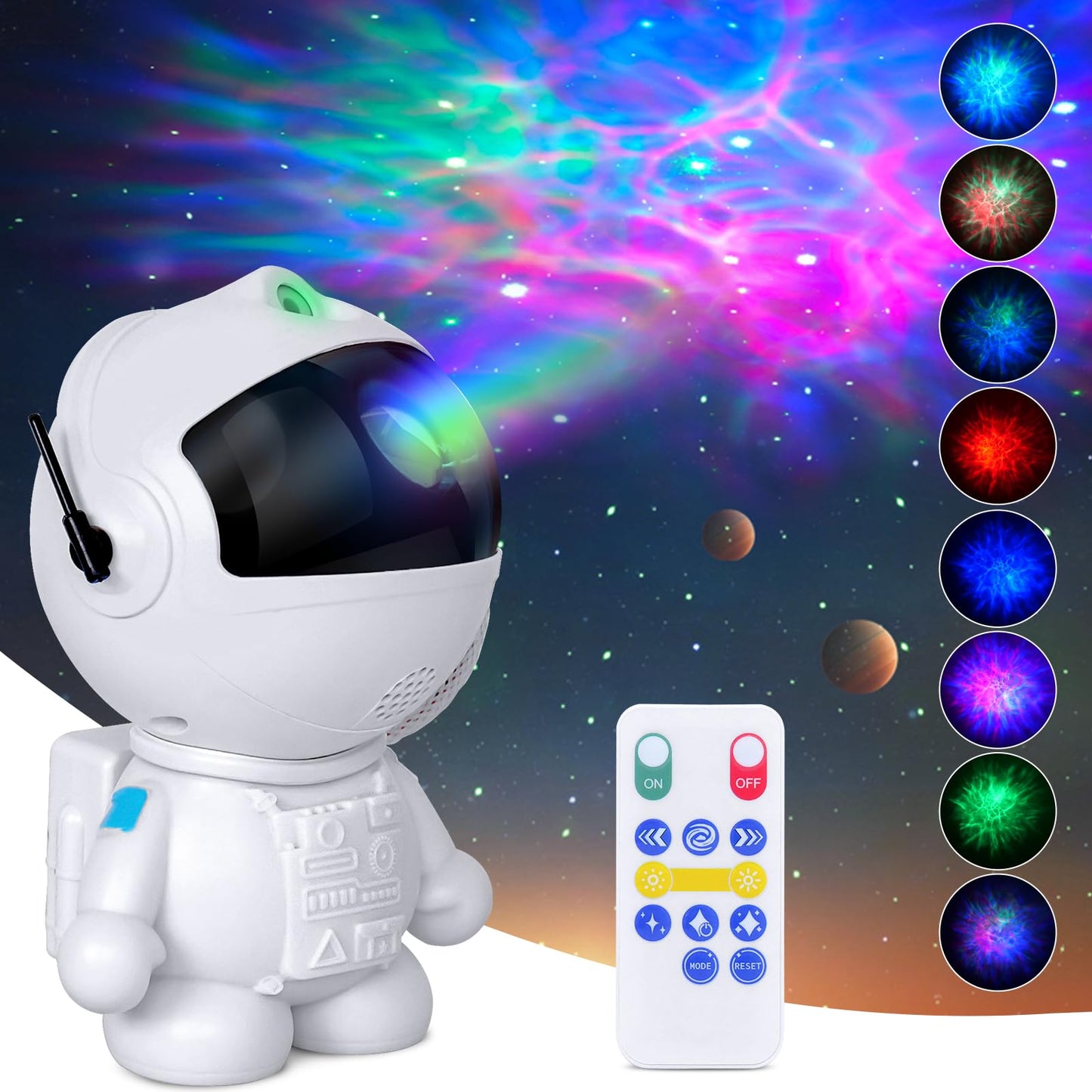 Projecteur de galaxie astronaute avec nébuleuse, projecteur d'étoiles, lampe de plafond LED avec 8 modes, veilleuse étoilée astronaute avec télécommande, cadeau pour enfants et adultes pour chambre à coucher, Noël, anniversaires, Saint-Valentin