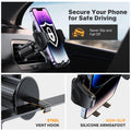 Miracase - Soporte para teléfono de coche con clip de metal, soporte para teléfono móvil en la rejilla de ventilación, soporte universal para iPhone, Android y todos los teléfonos inteligentes, color negro oscuro