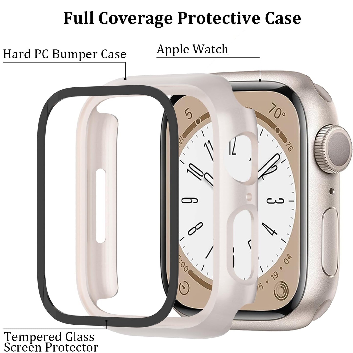 6-Pack Case Compatible with Apple Watch 40mm Series SE 2nd Gen 6 5 4 with Tempered Glass Screen Protector, QCKANLJ Ultra-Thin Hard PC Full Protective Face Cover Bumper for iWatch 40mm