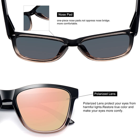 MEETSUN Polarized Sunglasses for Women Men Classic Retro Trendy Designer Style Rose Gold Lens