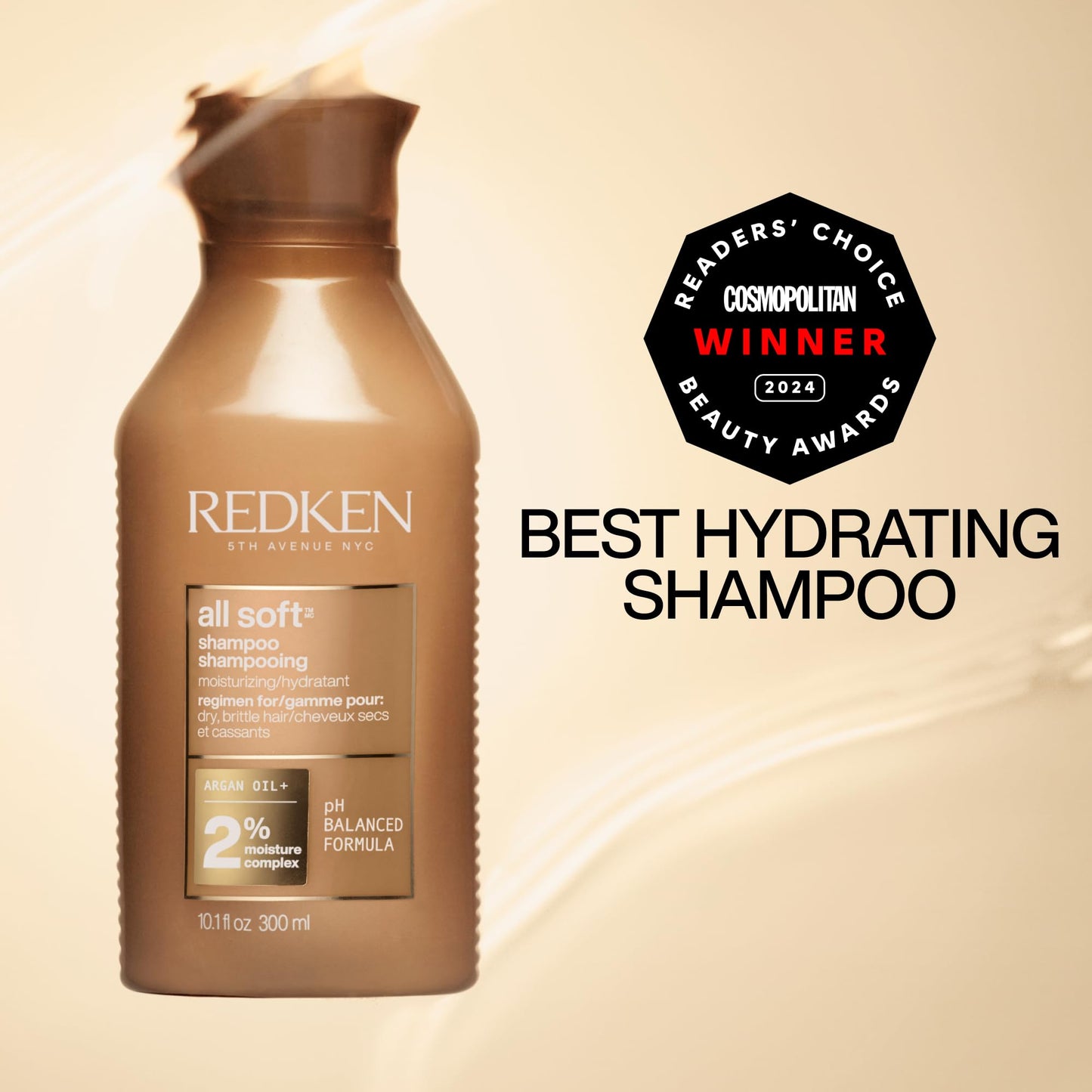 Redken All Soft Shampoo | Deeply Moisturizes and Hydrates | Softens, Smooths, and Adds Shine | Safe for Color-Treated Hair | Nourishing Shampoo for Dry Hair | With Argan Oil