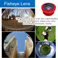 KINGMAS 3 in 1 Universal Fish Eye Lens, Macro Clip Lens Wide-Angle Camera Lens Kit for iPad iPhone Samsung Android and Most Smartphones (Red)