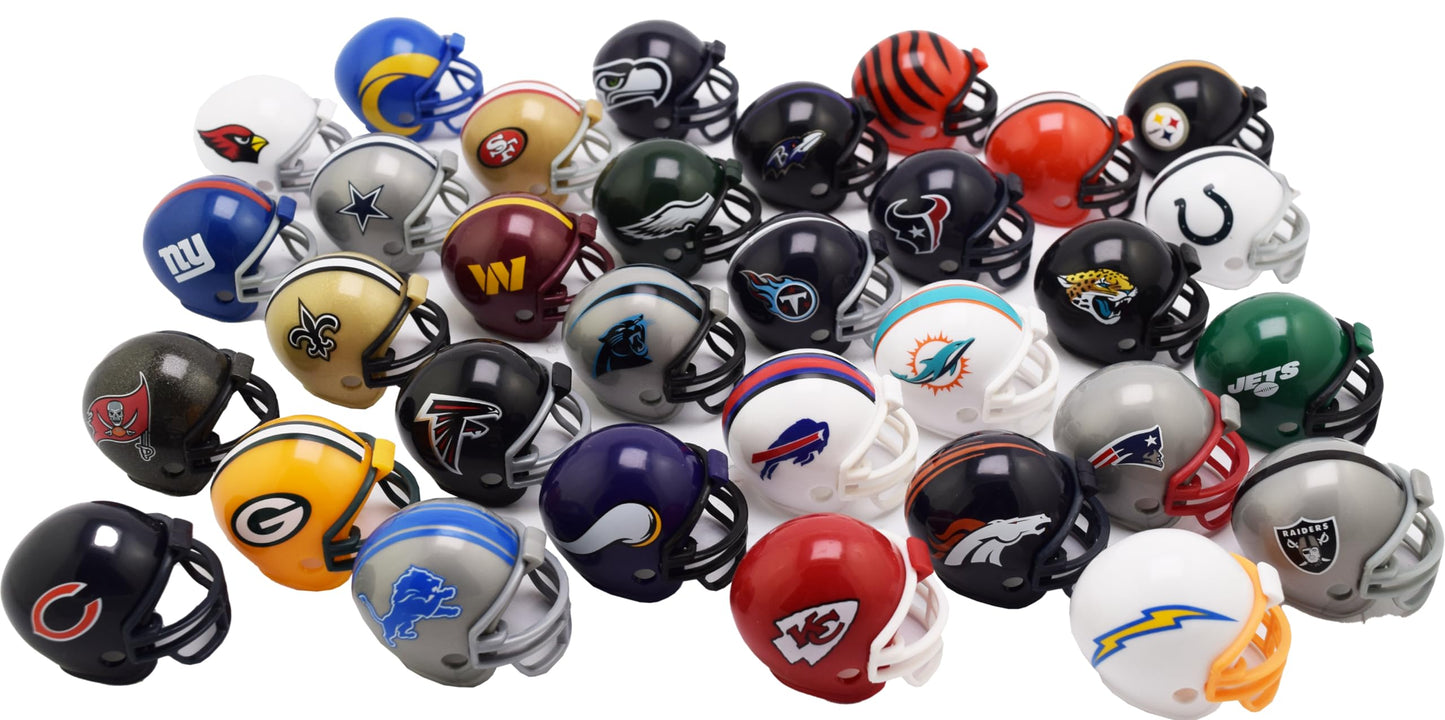 Juego de 32 cascos de la NFL de Riddell: cascos de tamaño Gumball, todos los logotipos actuales de la NFL, nuevo juego 2023