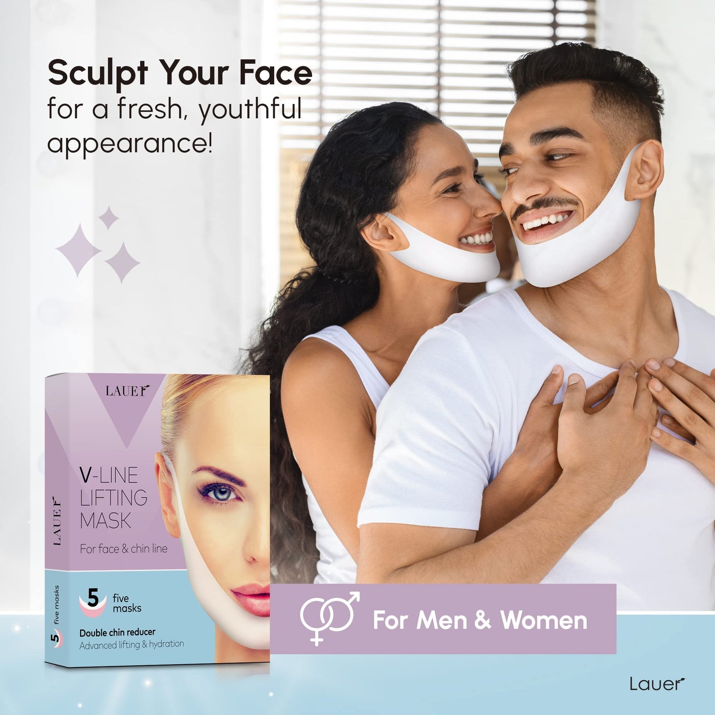 V Shaped Contouring Face Mask Line Shaping Lifting Belt Neck Reduction Jawline Lift Tape Enhancer Face Patch Firming Tightening Skin Chin Up Sculpting Collagen Mask Hyaluronic Acid Aloe Vera 5 pcs