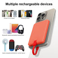 SIXTHGU Portable Charger with Built-in Cable, 5000mAh Power Bank, Pocket Colorful External Battery Pack Compatile with iPhone 15/16 Series Android Phone and Other Android USB-C Smartphones (Orange)