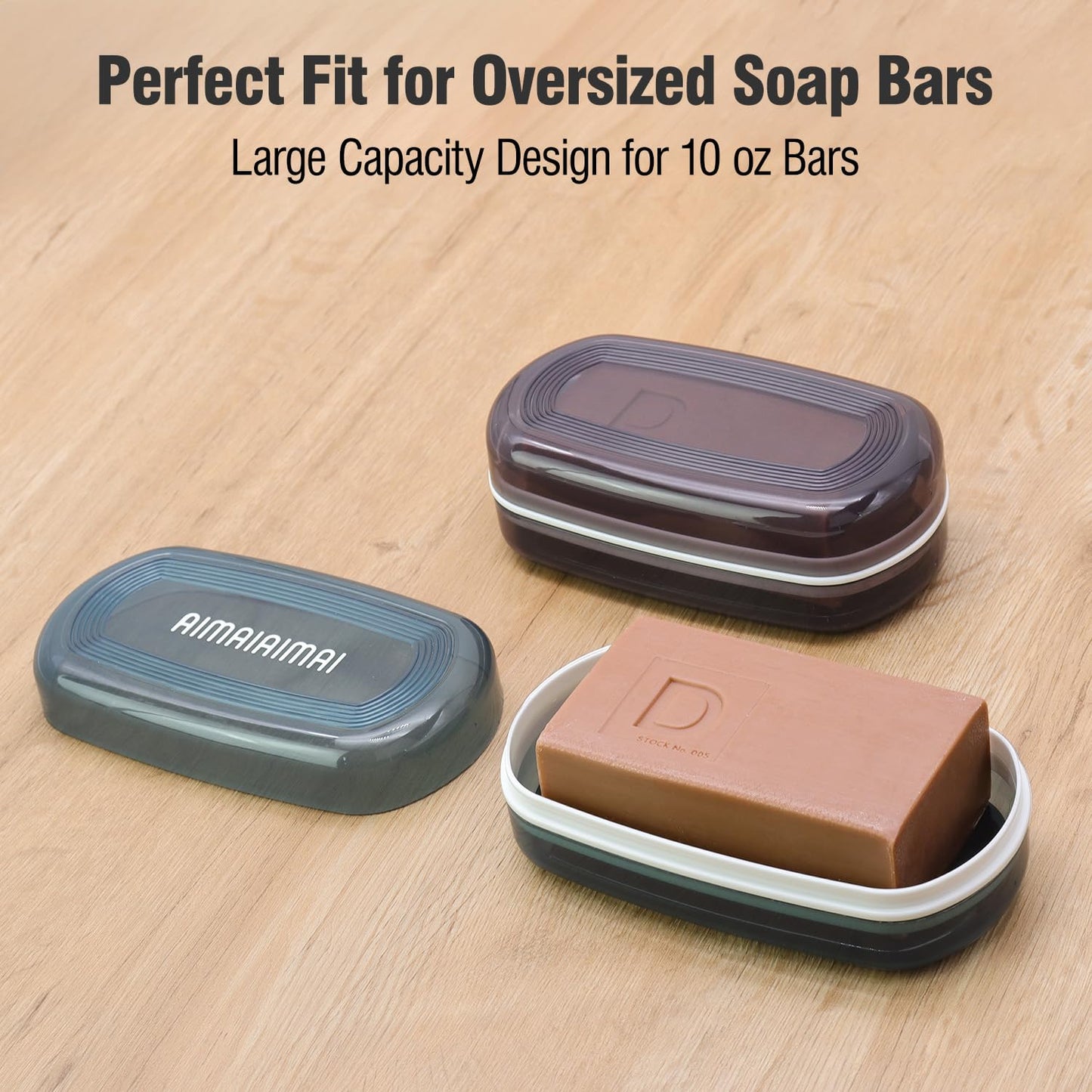 Shampoo Bar Holder Travel Case, Large Soap Holder for 10 oz Oversized Bars, Laundry Soap Bar Holder for 7 oz Bars, Durable & Versatile Storage with Drainage Layer (1 Pack, Black Style A-Large)