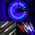 YUERWOVER - Paquete de 4 luces LED para rueda de bicicleta, tapa de válvula de neumático de coche, reflector de luz de flash para neumático de bicicleta, accesorios para niños, hombres y mujeres con 10 baterías adicionales (azul)