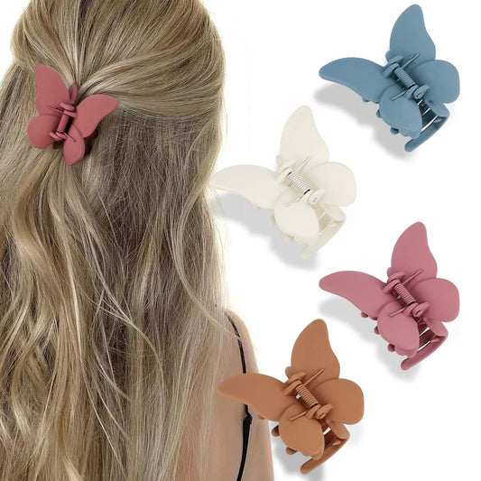 ATODEN Butterfly Hair Accessories - Matte Claw Clips for Women and Girls, 4Pcs 2.6" Hair Clamps and Jaw Clips for Thin to Medium Hair