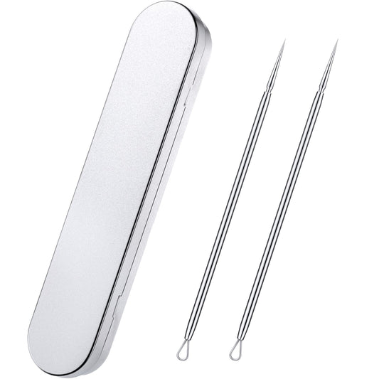 Titanium Lancet Needle Pimple Popper Tool Facial Milia Remover Blackhead Blemish Remover Blackhead Whitehead Extractor Professional Lancet Zit Blemish Comedone Removal Tool 2 Pieces with Box