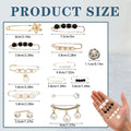 36 Pcs Pearl Brooch Pins Sweater Shawl Clip Neckline Safety Pin Faux Rhinestones Brooches for Women Clothing Dress Pants Skirt Waist Decoration Accessories