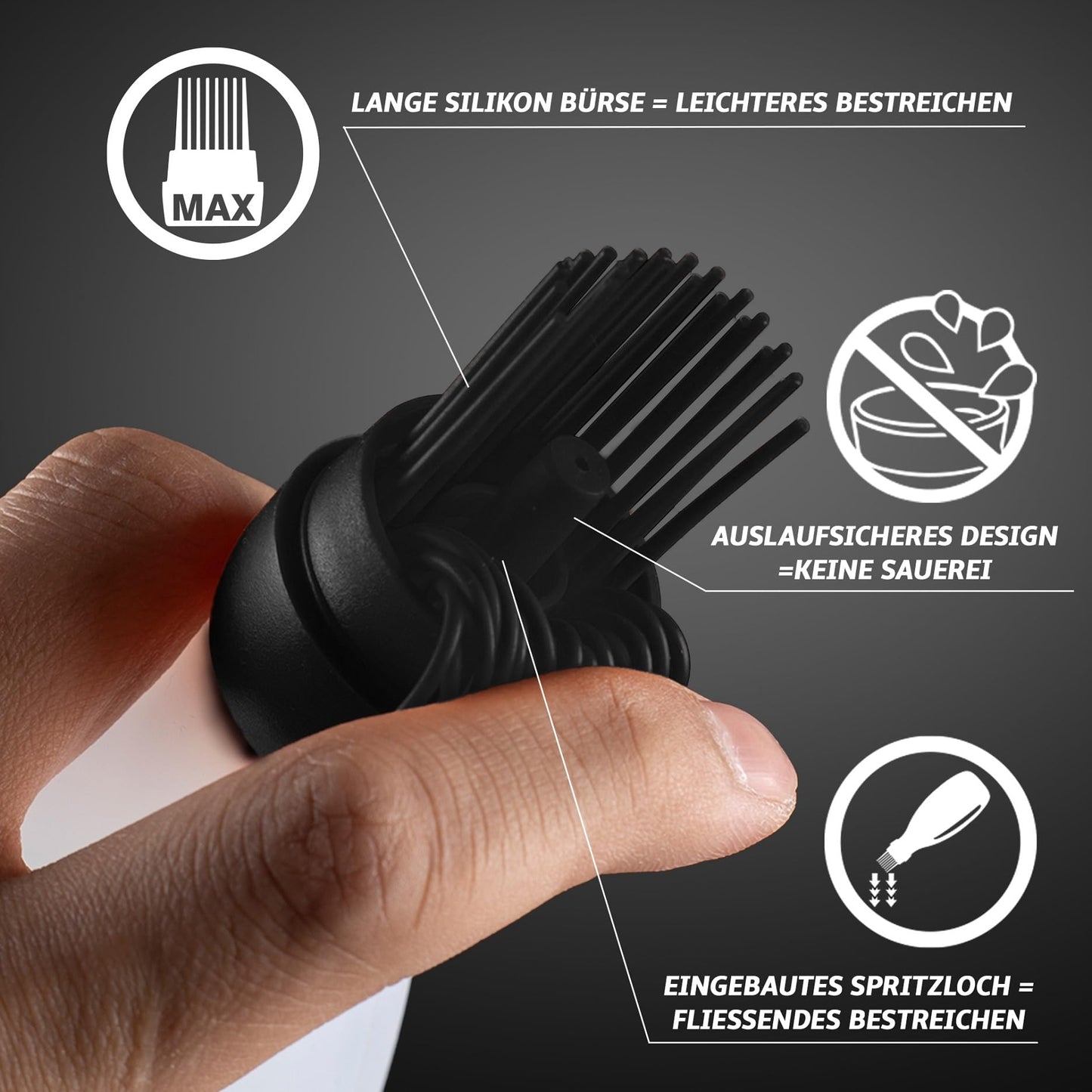 Silicone Basting Brush for Cooking - Oil Dispenser with Brush, All in One Oil Brush for Cooking, BBQ Brush, BBQ Mop- Smoker Accessories Gifts for Men - Sauce Brush for Cooking- Grilling Tools (Black)