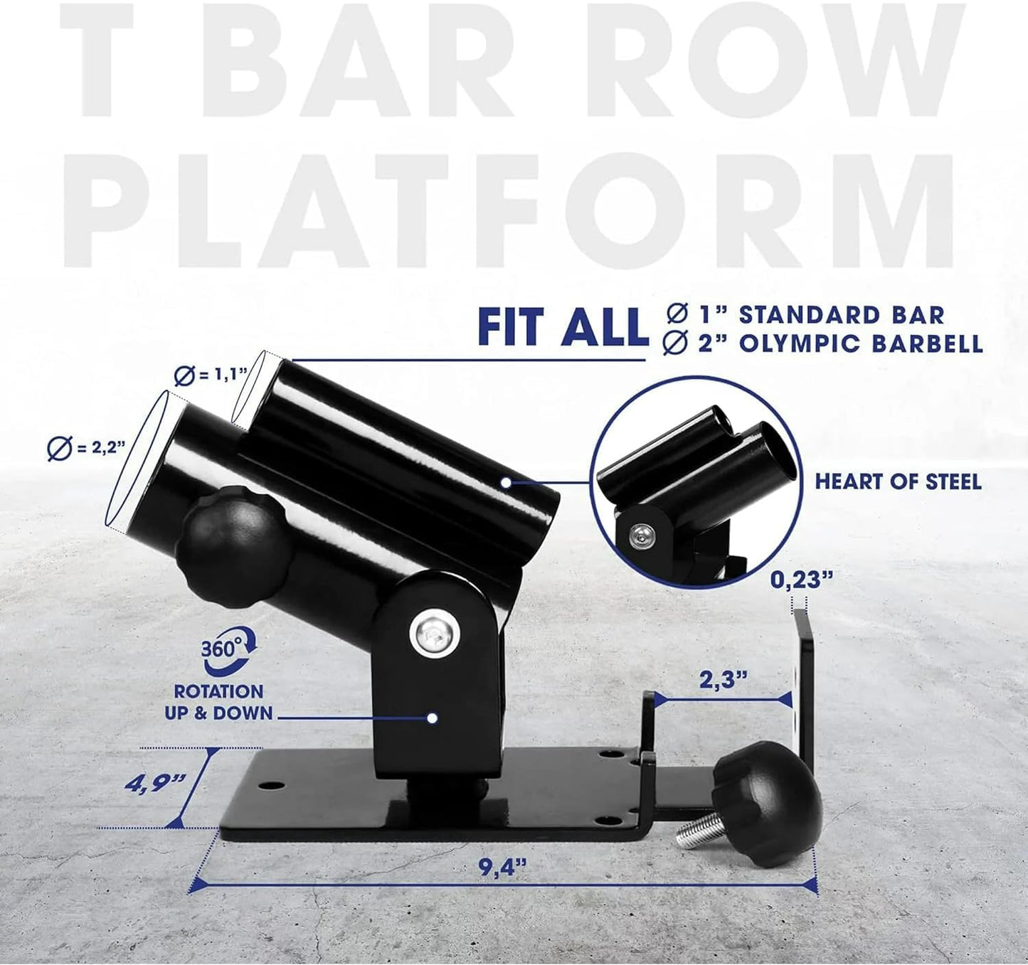 Yes4All Landmine Attachment for Barbell, Adjustable T Bar Row Attachment, Heavy Duty 360-Degree Swivel (Black)