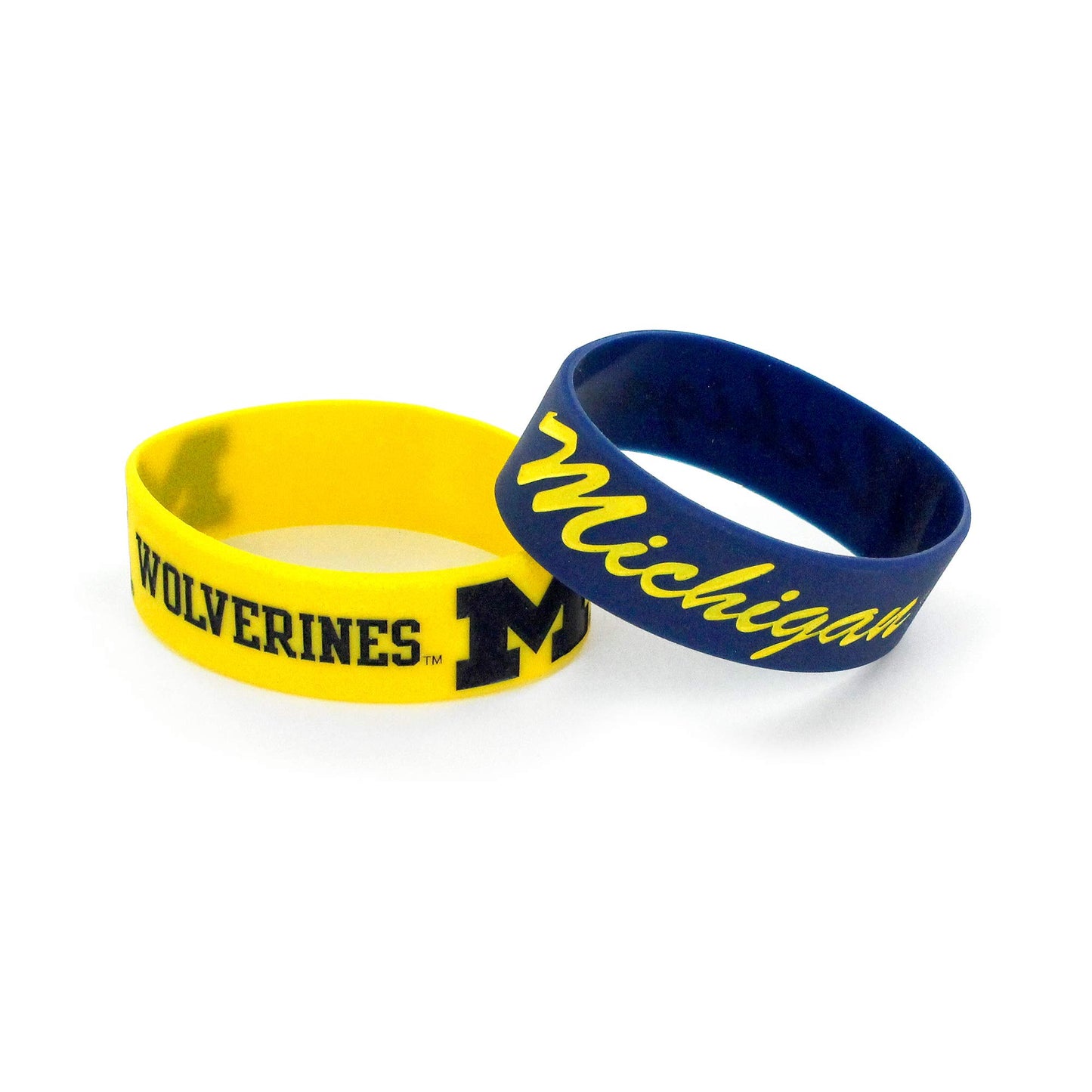 Juego de pulseras de silicona Aminco Wolverines, paquete de 2, para fanáticos de los deportes, colores del equipo, Michigan Wolverines US