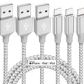 Chargeur iPhone Lot de 3 câbles Lightning en nylon tressé certifié Apple MFi de 10 pieds Cordon de charge rapide compatible avec iPhone 13 12 11 Pro Max XR XS X 8 7 6 Plus SE iPad et plus